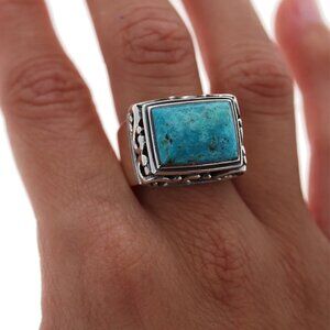 New Sterling Silver Turquoise Filigree Dome Ring Size 9 MSRP $95